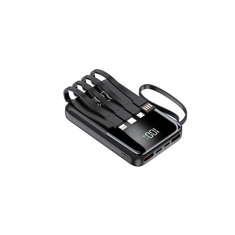 Portable power bank with multiple integrated charging cables and digital display Stornfield