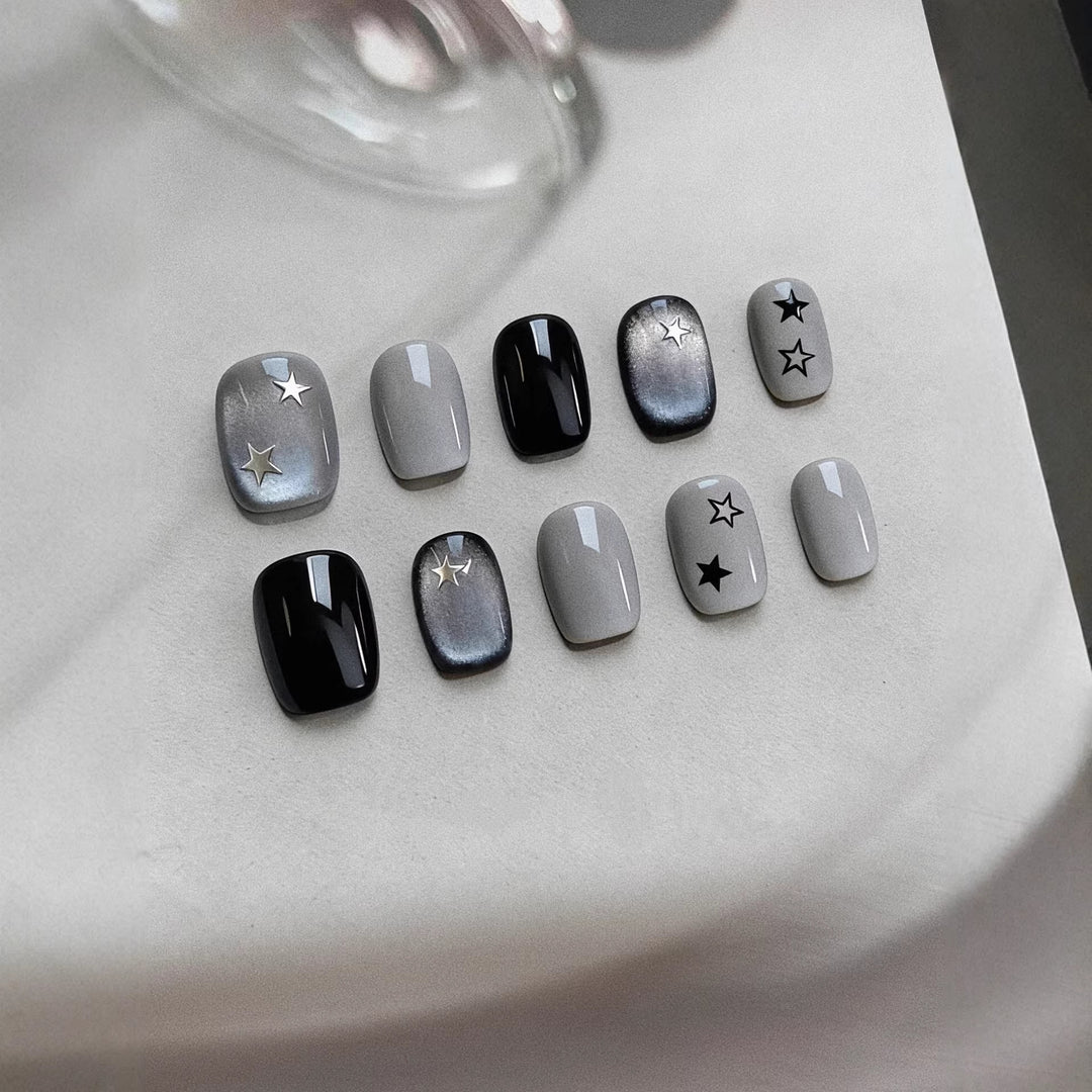 Decorative Press-On Nail Art Set with Star Motif