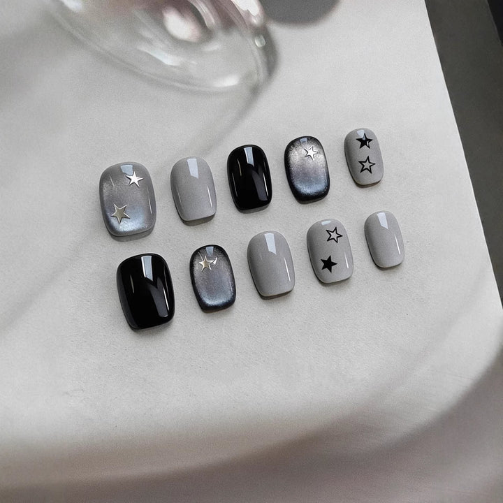Decorative Press-On Nail Art Set with Star Motif