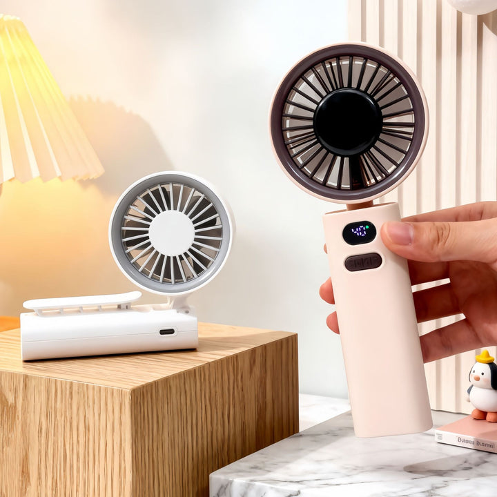 Ladies Portable Hand Fan with LCD Display and USB Charging Function Stornfield