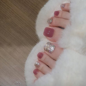 Premium Decorative Press-On Toenails with Crystal Accents Stornfield