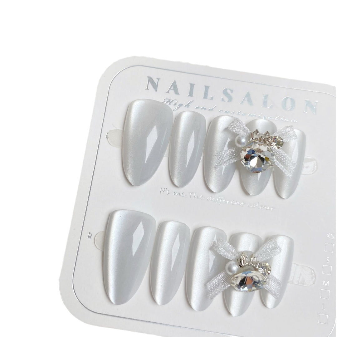 Decorative Press-On Nail Art Set with Jewel Embellishments