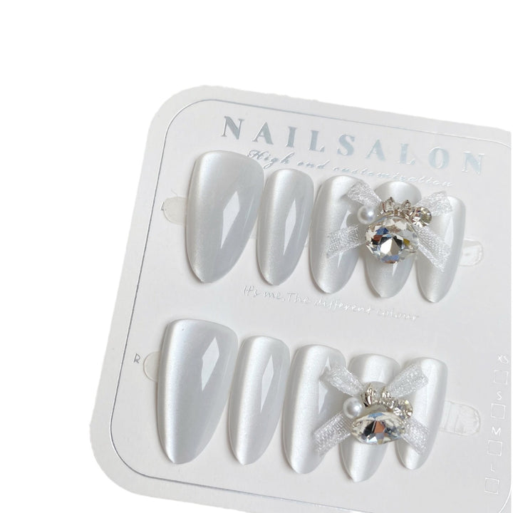 Decorative Press-On Nail Art Set with Jewel Embellishments
