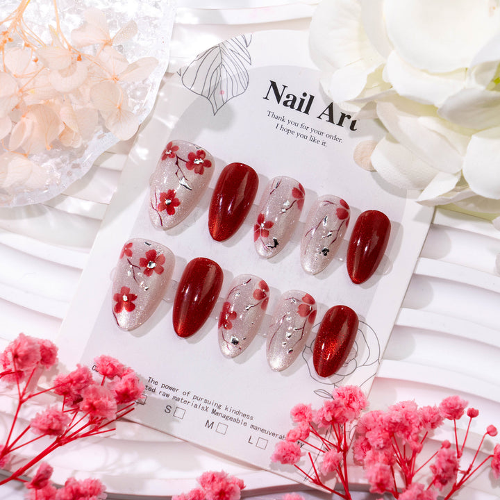 Cherry Blossom Decorated Press-On Nails