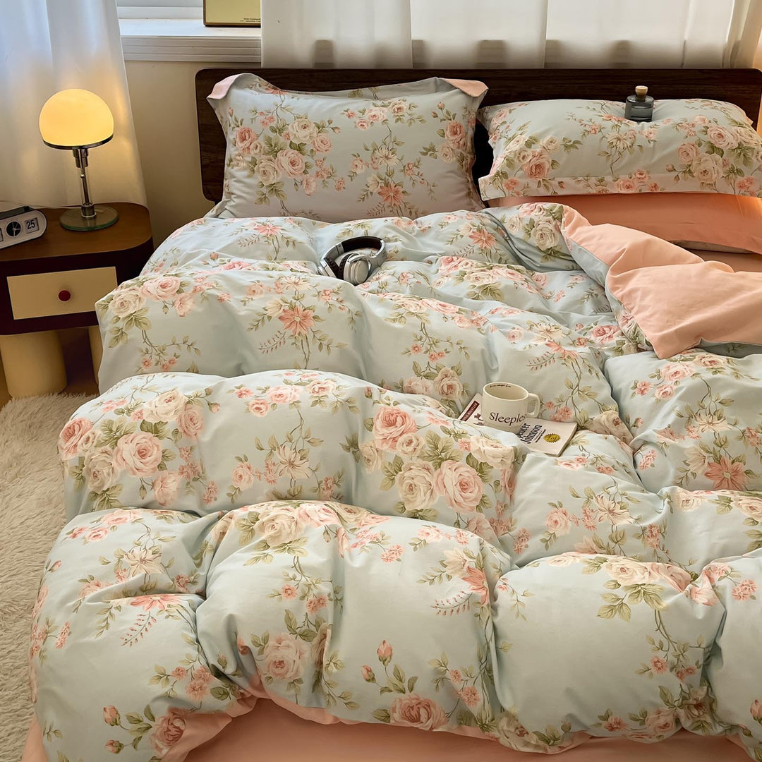 Whimsical Floral Print Duvet Cover Set