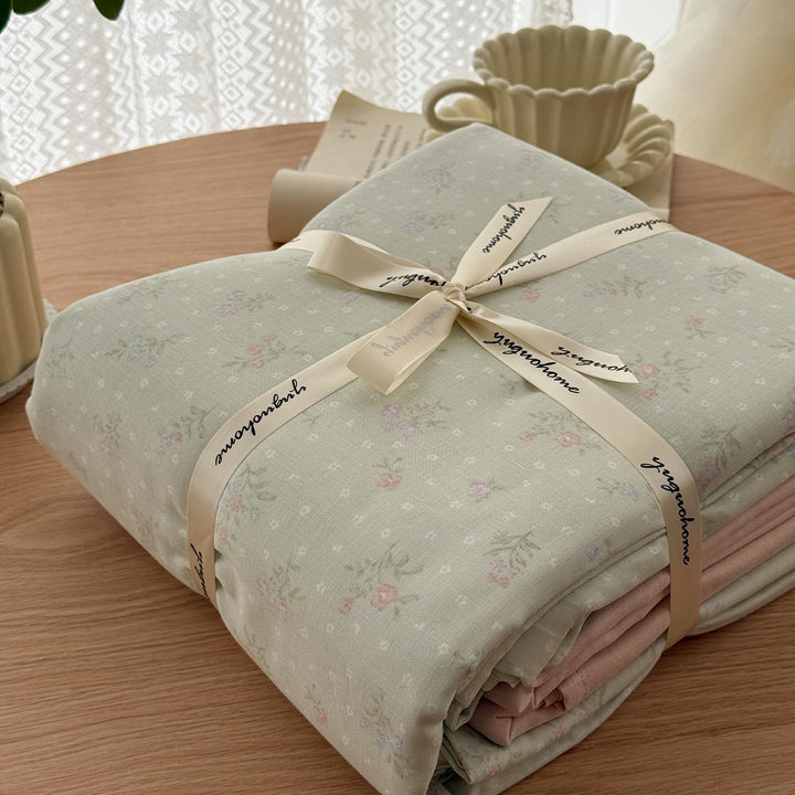 Floral-Print Cotton-Linen Duvet Cover Gift Set with Reversible Finish and Deep-Corner Ties