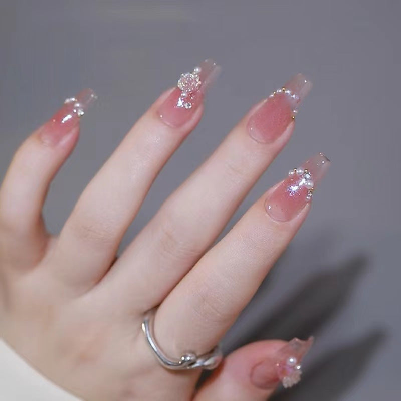 Decorative Press-On Nail Set with Rhinestone Accents Stornfield