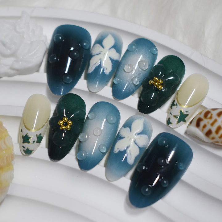 Decorative Press-On Nail Art with Floral Elements Stornfield