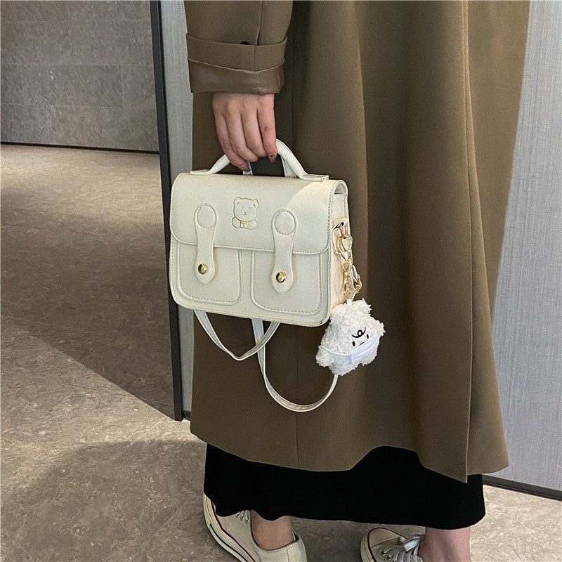 Cute Cartoon-Embellished Mini Satchel