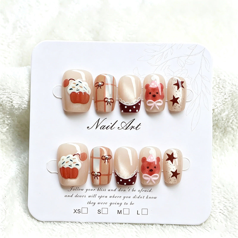 Whimsical Cupcake-Themed Press-On Nail Art Set Stornfield