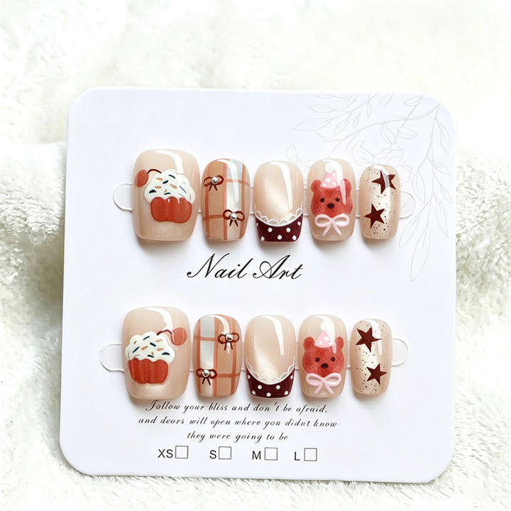 Whimsical Cupcake-Themed Press-On Nail Art Set Stornfield