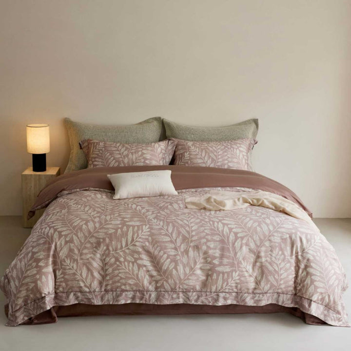 Reversible Cotton Sateen Floral Duvet Cover Set with Embroidered Hem & Pillow Shams