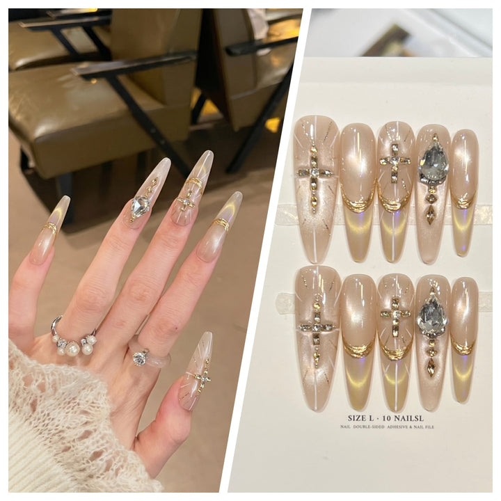 Artistic Stiletto Press-On Nail Set with Charming Patterns Stornfield