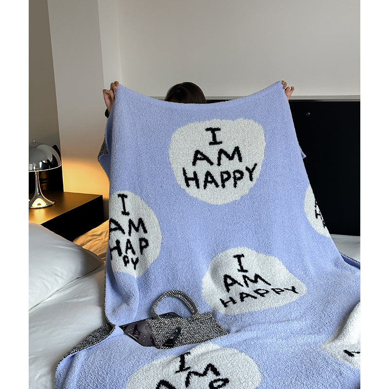 Cuddle blanket with large lettering motif and soft bouclé fabric