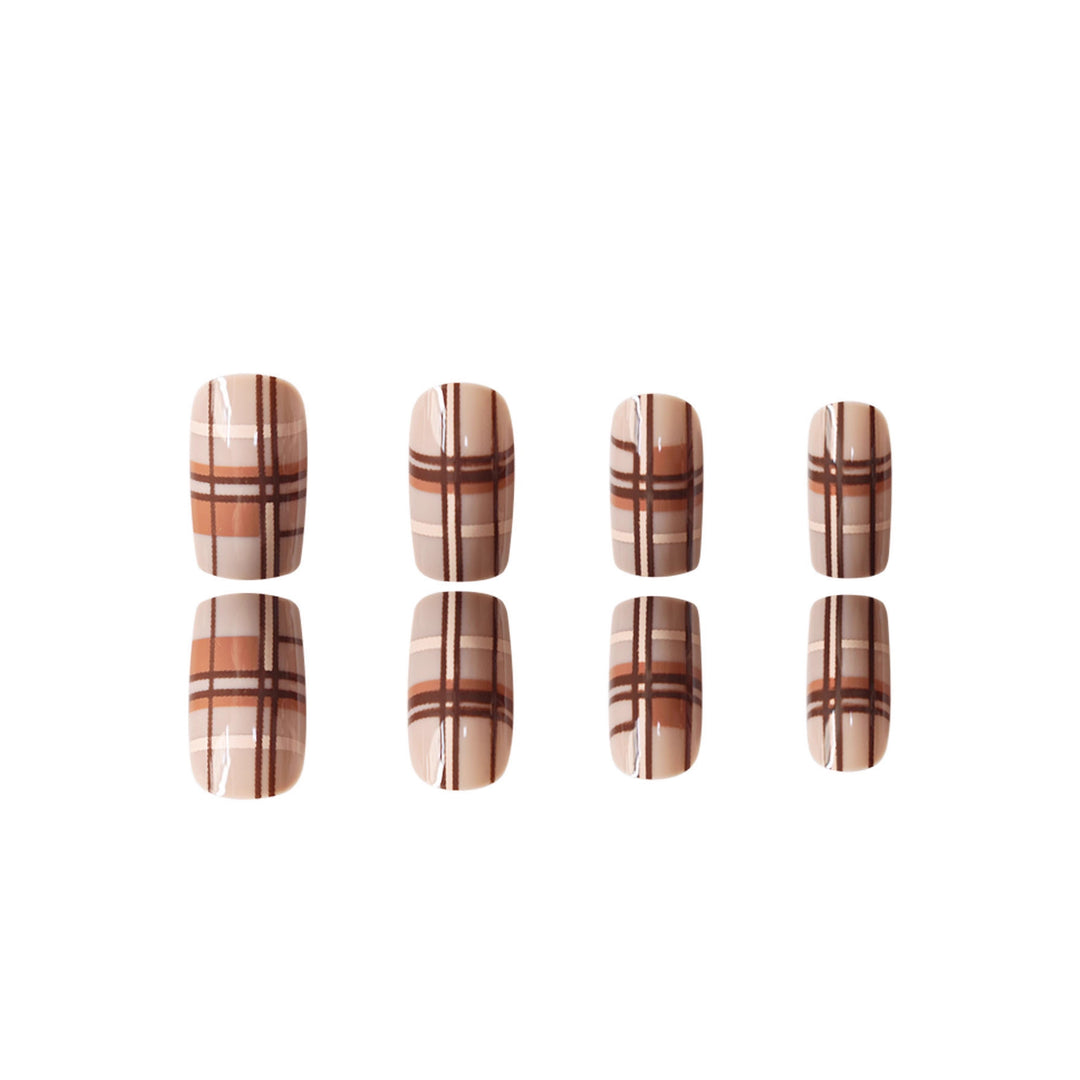 Stylish Plaid Press-On Nail Set Stornfield