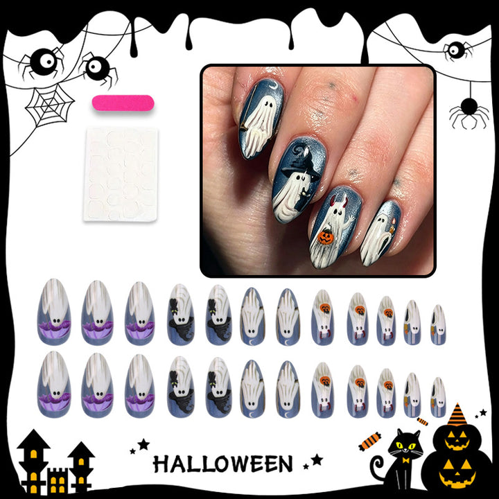 Halloween Nail Art Set with Creepy Ghost and Pumpkin Designs Stornfield