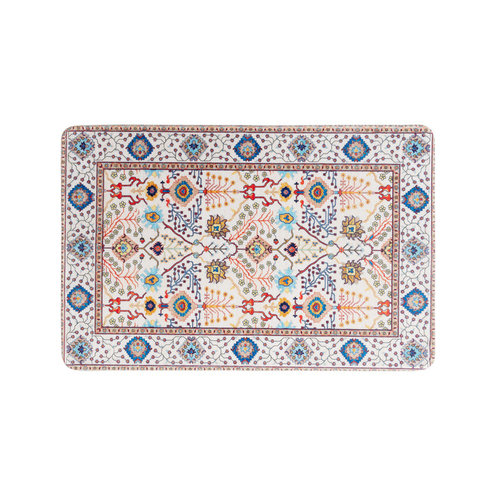 Traditional Persian medallion carpet with flat weave structure