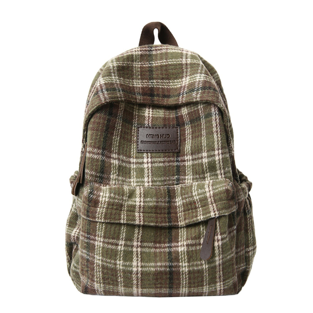 Cozy Plaid Pattern School Backpack Stornfield