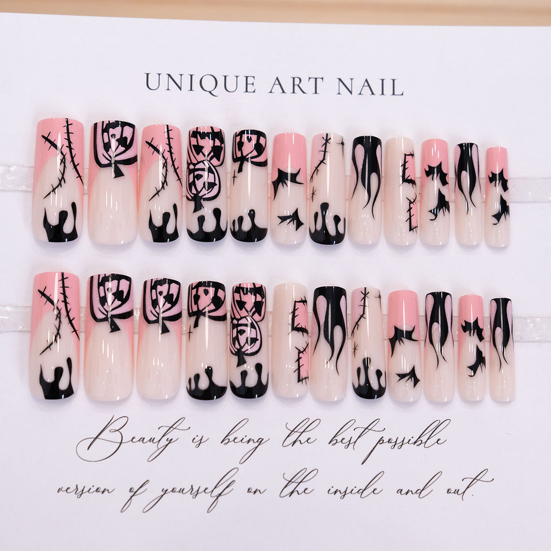 Artistic Halloween-Themed Press-On Nails  1791110864