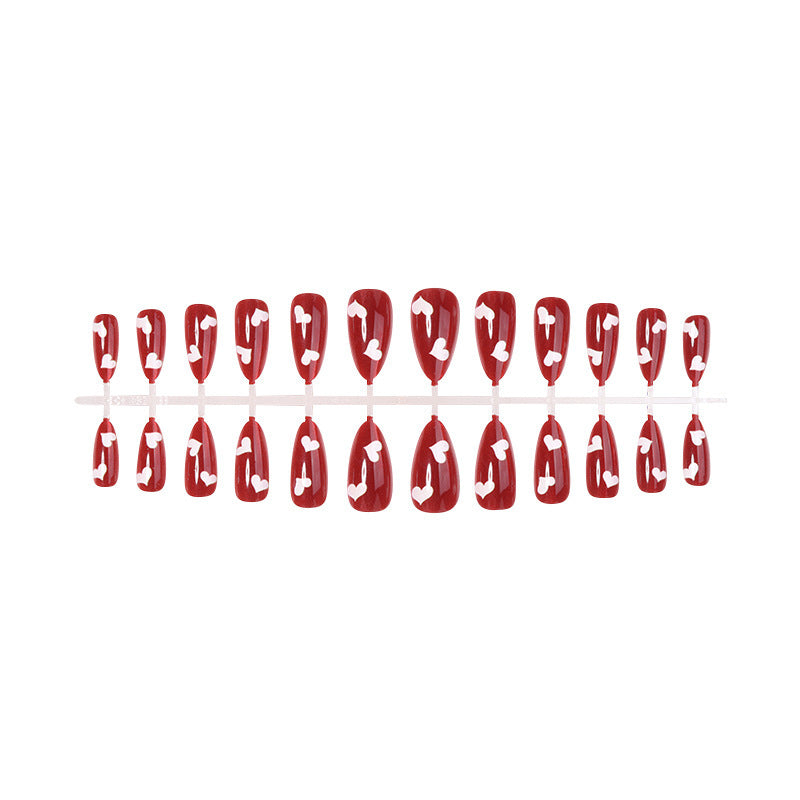 Acrylic nail set with romantic heart designs Stornfield