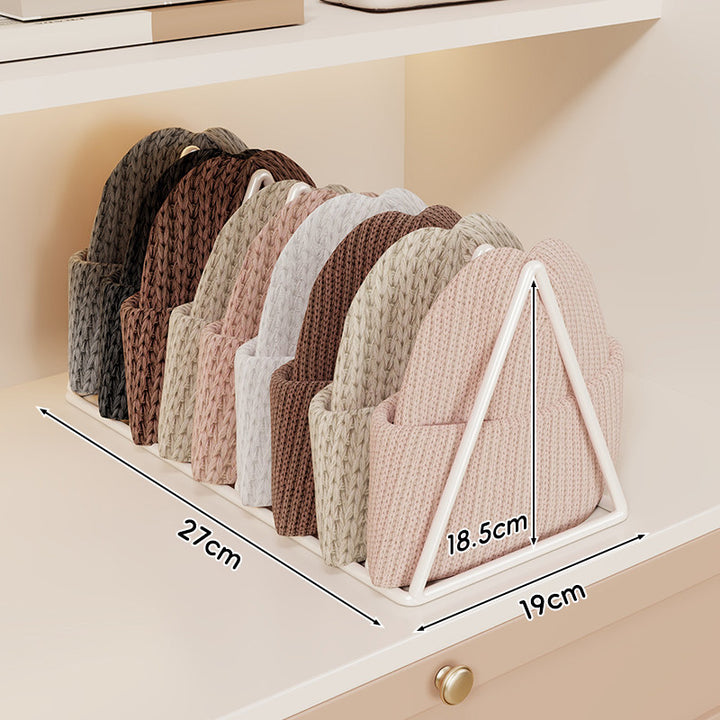 Triangular Metal Multi-Slot Knit Hat and Beanie Organizer Rack