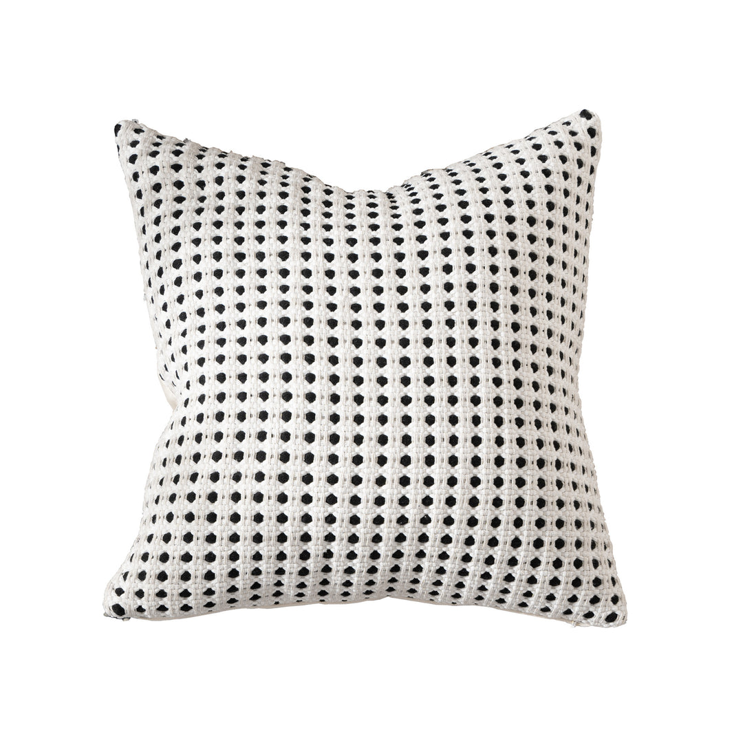 Hand-tufted square decorative cushion cover with floral chenille appliqué