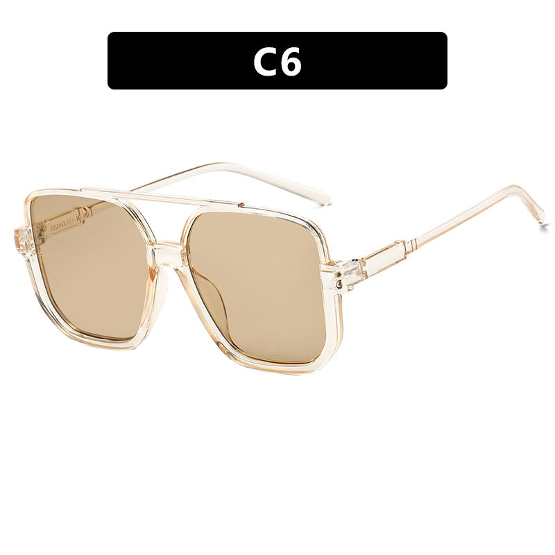 Women's square sunglasses with transparent frame and green tinted lenses Stornfield