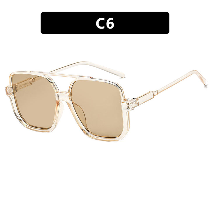 Women's square sunglasses with transparent frame and green tinted lenses Stornfield