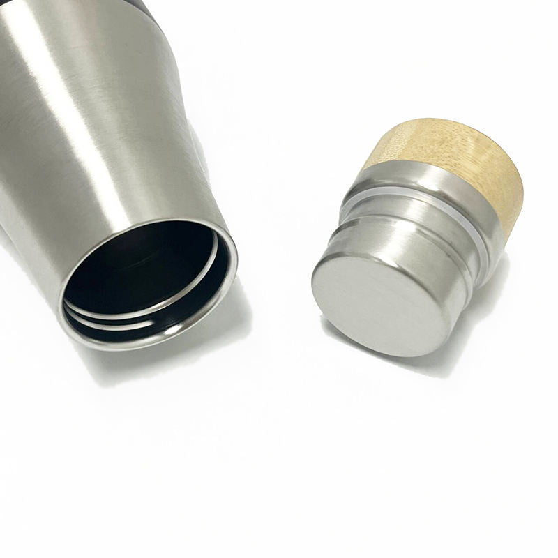 Women double-walled stainless steel drinking bottle with bamboo lid Stornfield