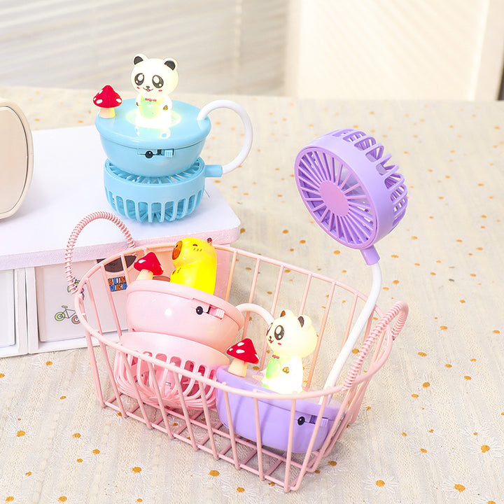 Women Portable Hand Fan with LED Panda Design Stornfield