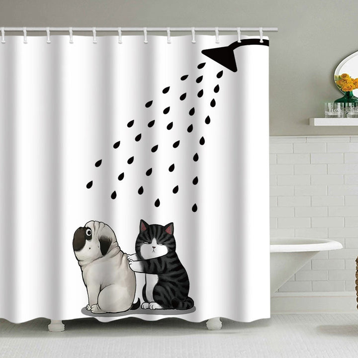 Artistic Dog Illustration Shower Curtain Stornfield