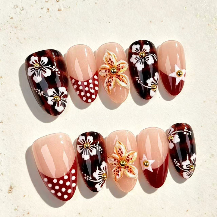 Artistic Floral Press-On Nail Art Set 1790746250
