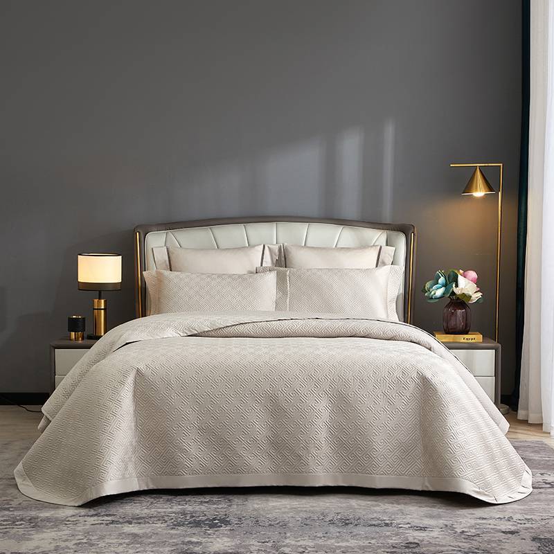 Quilted Reversible Duvet Cover Bedding Set with Embroidered Corner Shams