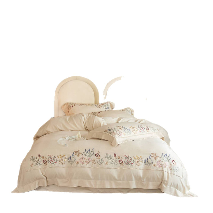 Embroidered Floral Cotton Duvet Cover Set