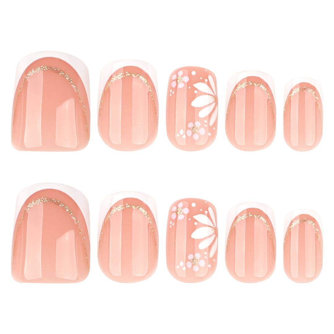 Artistic nail extensions with floral design and elegant accents Stornfield