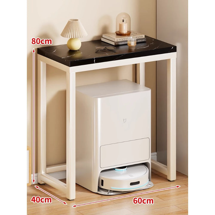 Marble Top Gold Metal Console Stand for Robot Vacuum Dock and Entryway Organizer