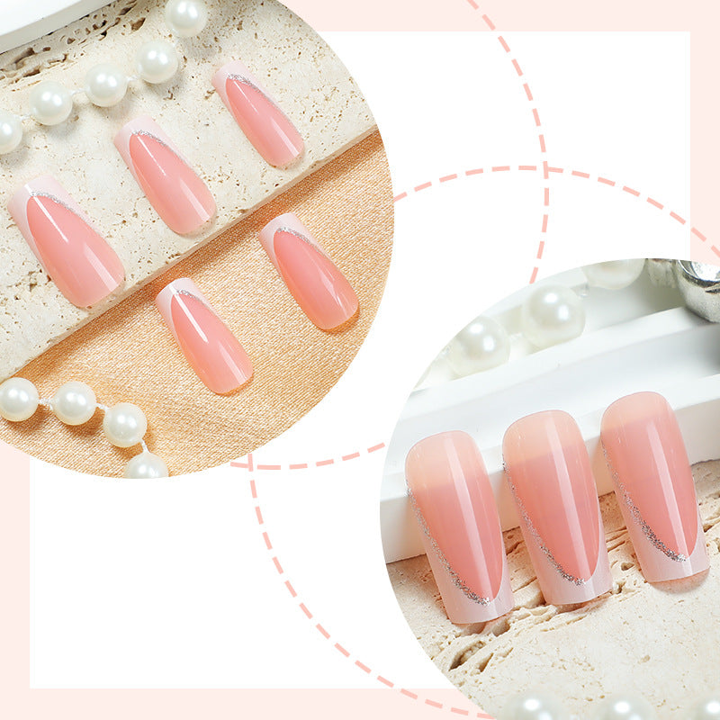 Artificial nail set with elegant design and glitter accents Stornfield