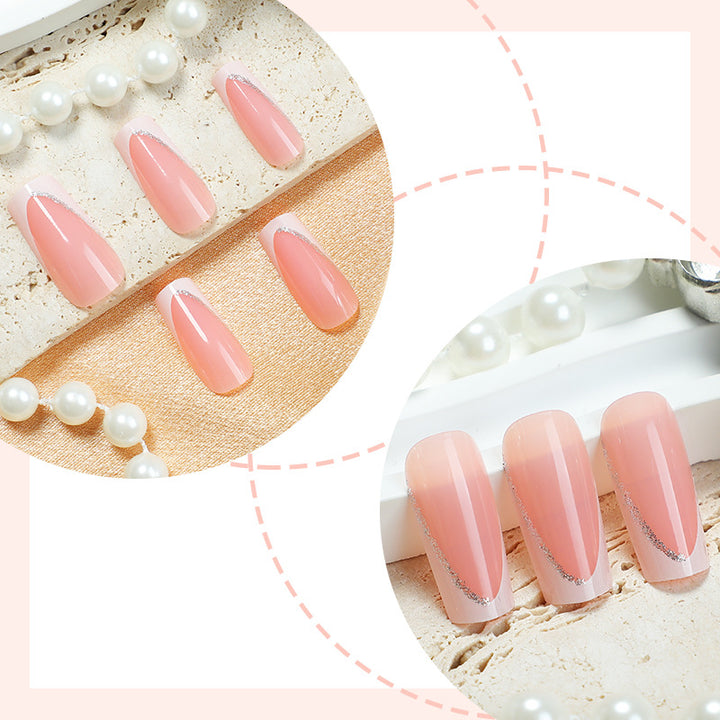 Artificial nail set with elegant design and glitter accents Stornfield