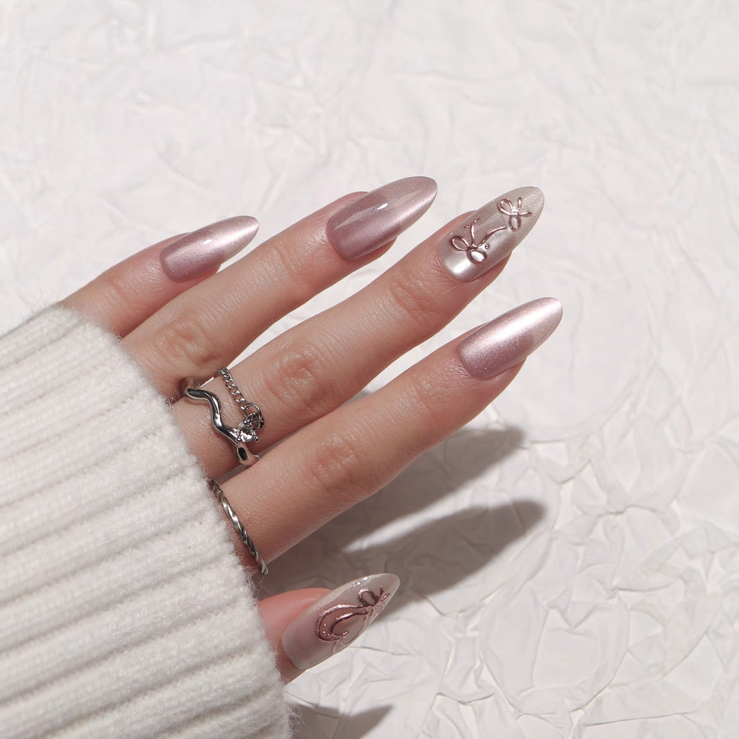 Elegant Stiletto Press-On Nails with Floral Design Stornfield