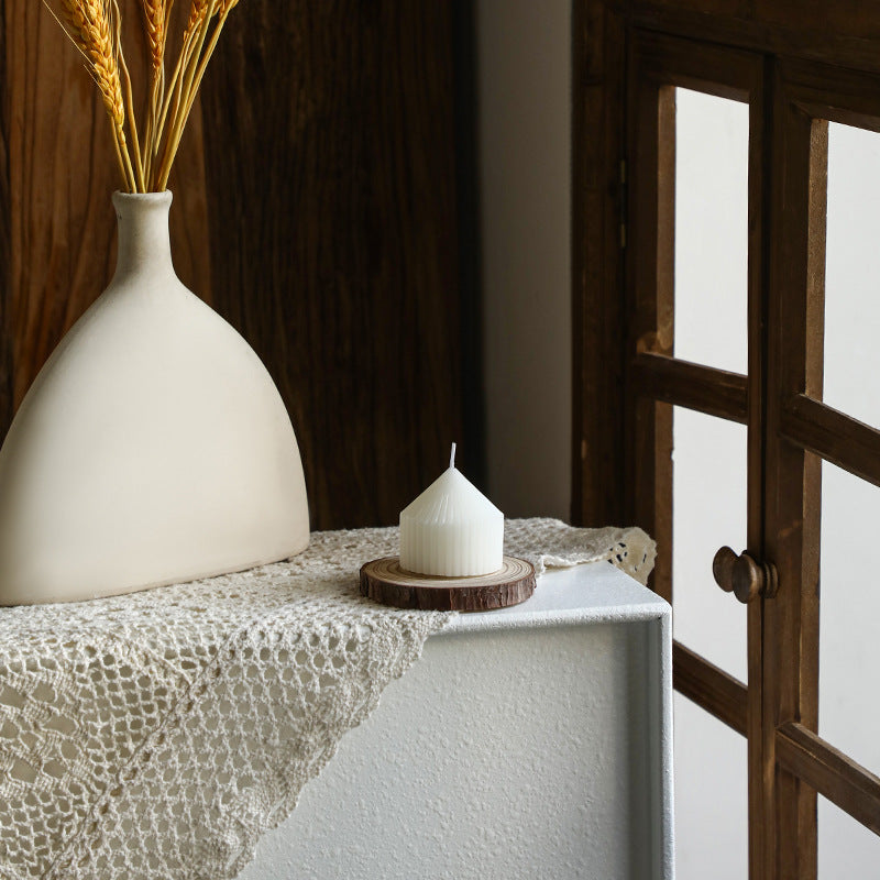 Vertical-Ribbed Unscented Pillar Candle for Mantel & Centerpiece