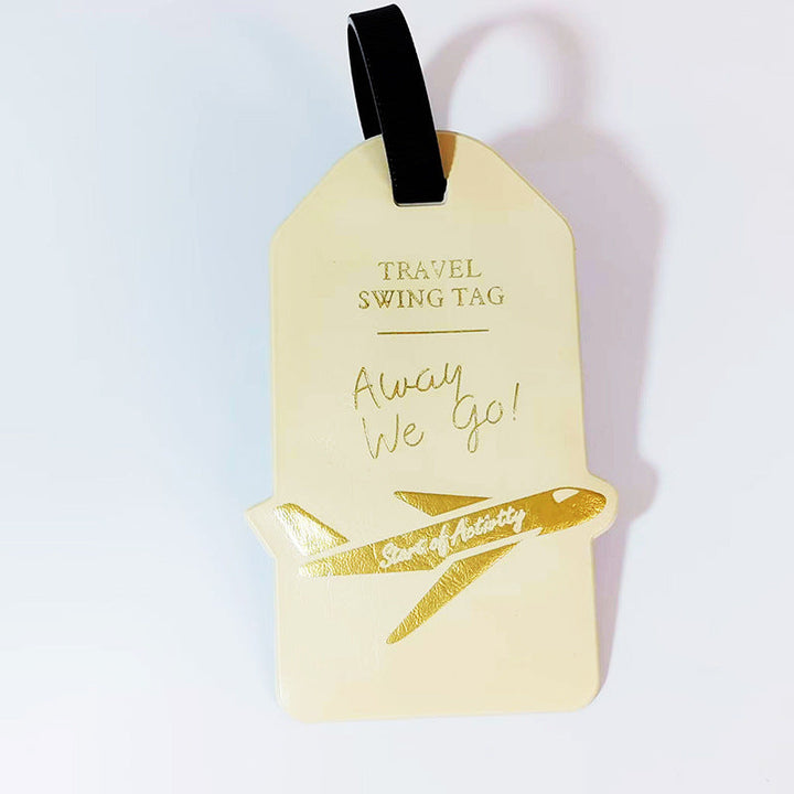 premium travel luggage tag with embossed airplane motif Stornfield
