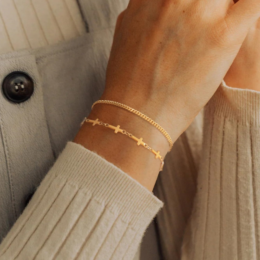 Layered Cross Charm Bracelet Stornfield
