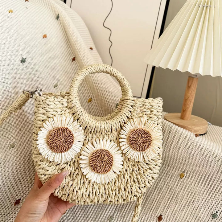 Handbag made of natural material with floral accents Stornfield