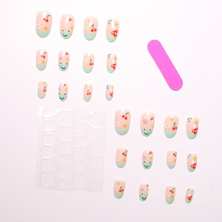 Artificial nail set with cheerful 3D designs and blooming accents Stornfield