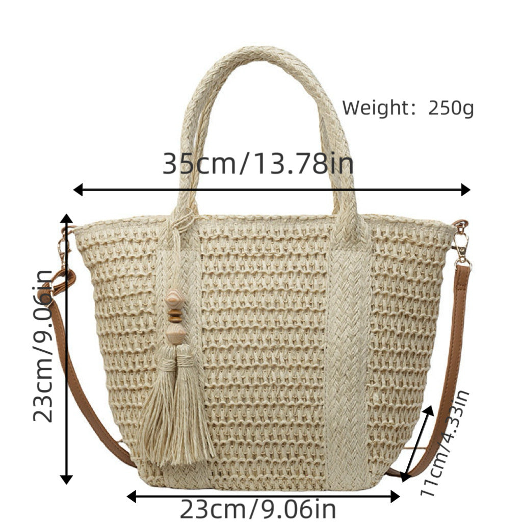 Braided tote bag with tassels and leather details Stornfield