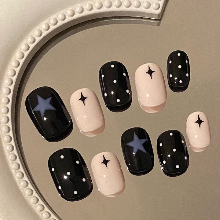 Decorative Press-On Nail Art Set with Stars and Dots