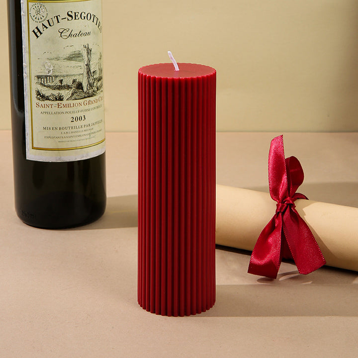 Textured Ribbed Vertical-Fluted Decorative Pillar Candle