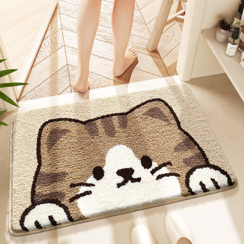 Plush Cat Theme Bath Mat