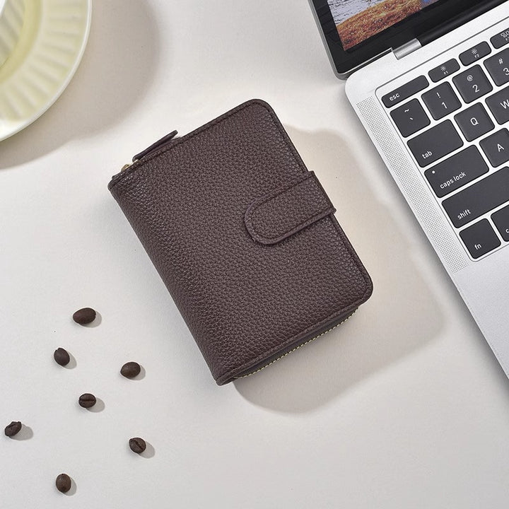 Textured Leather Zippered Card Organizer Stornfield