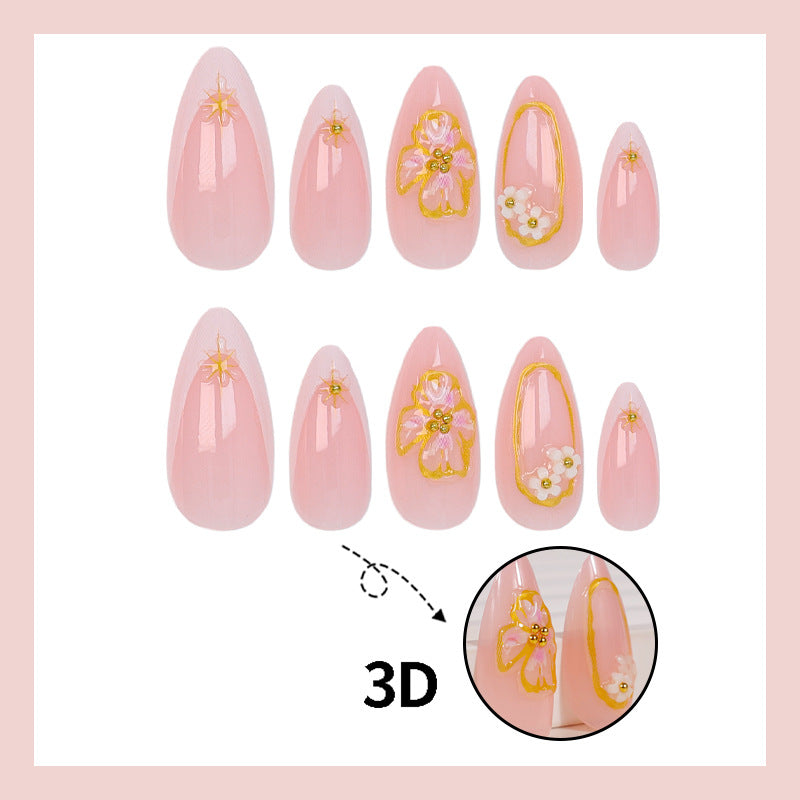 Artificial nail set with elegant floral and glamorous details Stornfield